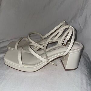 Cream Strappy Block Heel Sandals